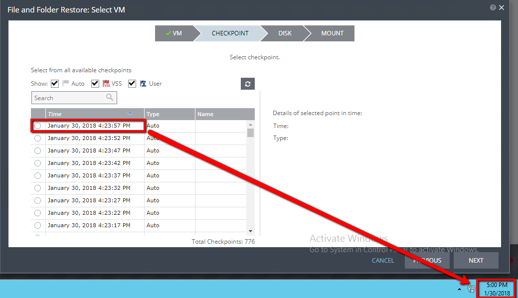 Last checkpoint created over 30 minutes ago, right before the ZVM was powered off.