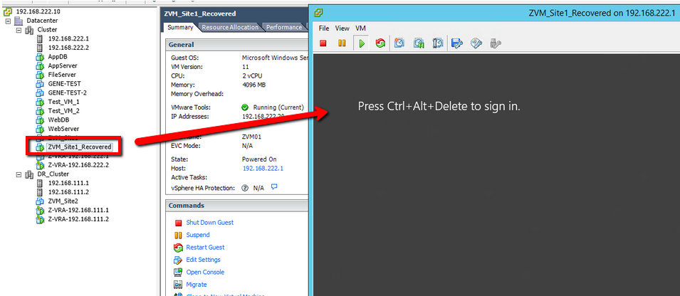 Power on new VM created using existing disk.