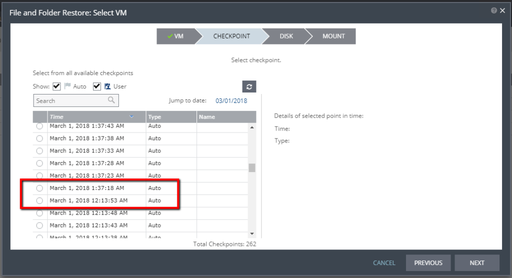 Validate checkpoint functionality