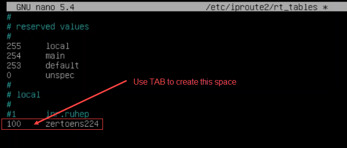 entry to add to rt_tables