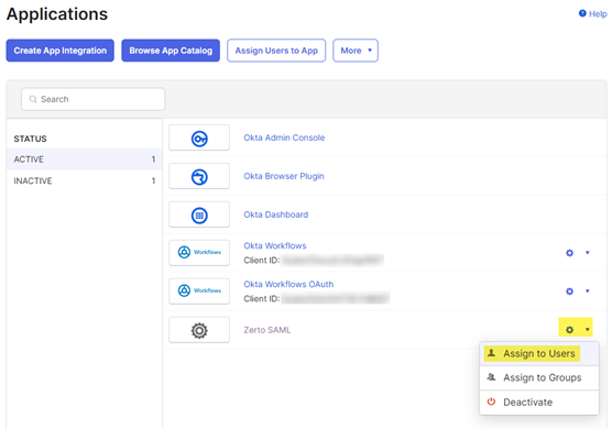 Assign users to Okta app screenshot