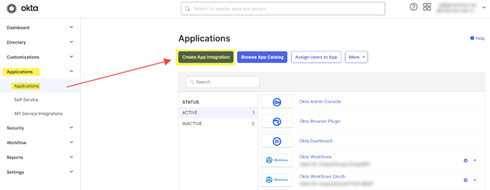 Okta Create App Integration Screenshot