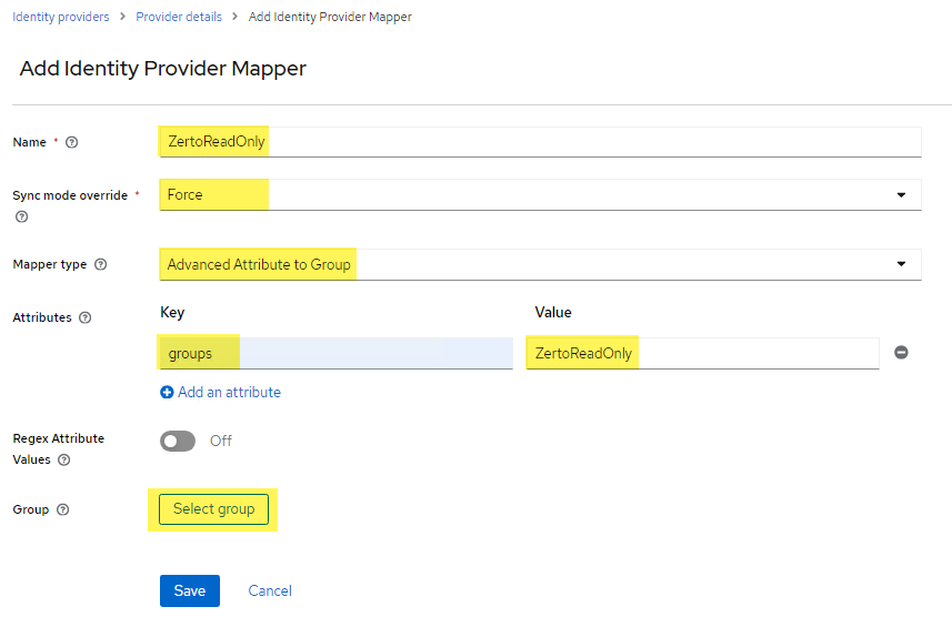 Creating the group mapper in Keycloak